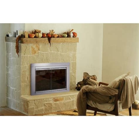 alpine cabinet style steel fireplace doors|Fireplace Glass Doors Alpine Large Skyline Nickel AN.